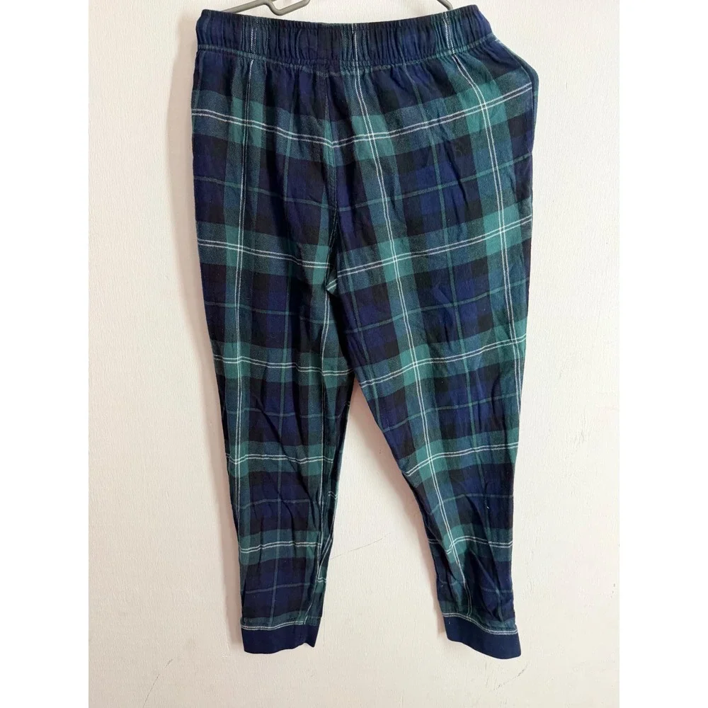 Old Navy Green Blue Plaid Flannel Pajama Jogger Pants Women Small Black Watch